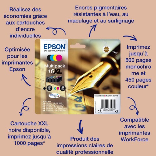 Epson C13T16334012/16XL Ink cartridge magenta high-capacity XL, 450 pages 6,5ml for Epson WF 2010/2660/2750