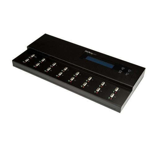 StarTech.com Standalone 1 to 15 USB Thumb Drive Duplicator and Eraser, Multiple USB Flash Drive Copier, System and File and Whole-Drive Copy at 1.5 GB/min, Single and 3-Pass Erase, LCD Display - TAA