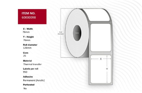 Capture 60000098 printer label White