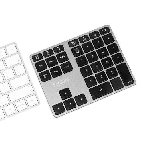 LogiLink ID0187 numeric keypad Universal Bluetooth Aluminium, Black