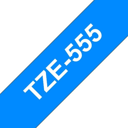 Brother TZE-555 DirectLabel white on blue Laminat 24mm x 8m for Brother P-Touch TZ 3.5-24mm/HSE/36mm/6-24mm/6-36mm