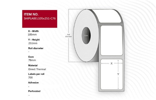 Capture SHIPLABEL105X251-C76 printer label White