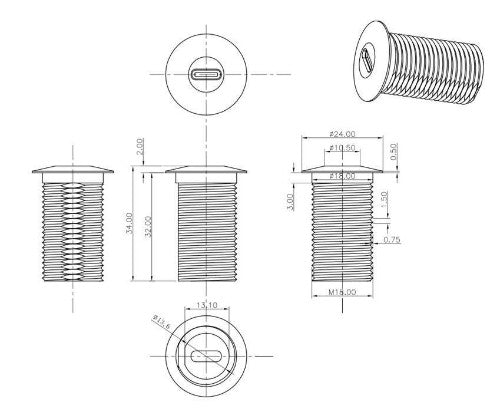 Vivolink PROUSBCMF0.3SOCKET-B USB cable USB 3.2 Gen 2 (3.1 Gen 2) 0.3 m USB C Black
