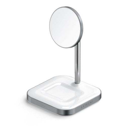 Satechi ST-WMCS2M mobile device charger Headphones, Smartphone Silver, White USB Wireless charging Indoor