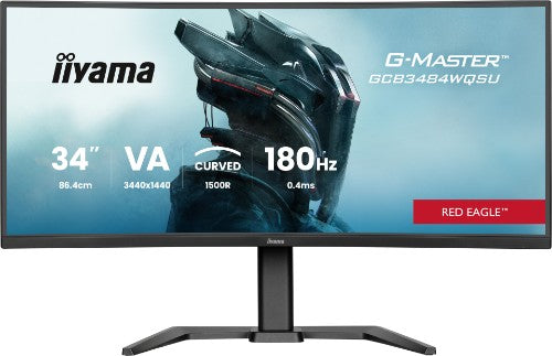 iiyama G-MASTER Get ahead with the curved GCB3484WQSU-B1 Red Eagle featuring 180Hz refresh rate and 0.4ms response time