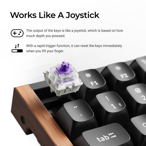 Keychron K4 HE keyboard Universal USB + RF Wireless + Bluetooth Black, Wood