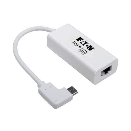 Tripp Lite U436-06N-GBW-RA USB-C to Gigabit Network Adapter with Right Angle USB-C, Thunderbolt 3 Compatibility - White