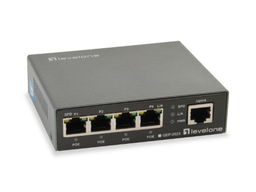 LevelOne 5-Port Gigabit PoE Switch, 802.3at/af PoE, 4 PoE Outputs, 60W