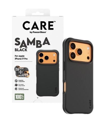 PanzerGlass CARE by ® Fashionable Case Samba Black w. MagSafe iPhone 17 Pro