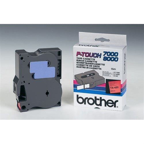 Brother TX-451 DirectLabel black on red 24mm x 15m for Brother P-Touch TX 6-24mm