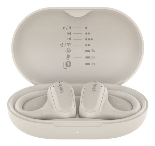 Belkin SoundForm ClearFit Headset True Wireless Stereo (TWS) Ear-hook Calls/Music/Sport/Everyday Bluetooth Sand