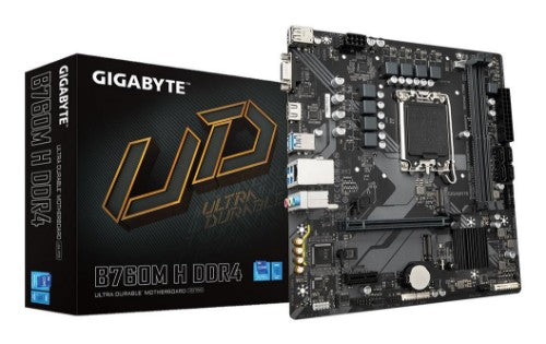 GIGABYTE B760M H DDR4 Motherboard - Supports Intel Core 14th Gen CPUs, 6+1+1 Phases Digital VRM, up to 3200MHz DDR4 (OC), 2xPCIe 4.0 M.2, GbE LAN, USB 3.2 Gen1