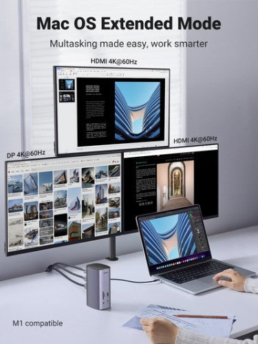 Ugreen USB-C Docking Station 12-in-1 Wired Silver