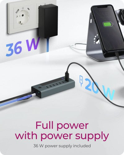 ICY BOX IB-HUB1457-C31 USB 3.2 Gen 1 (3.1 Gen 1) Type-C 10000 Mbit/s Blue, Grey