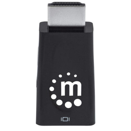 Manhattan HDMI to VGA (with Audio) Converter, 1080p, Male to Female, Micro-USB Power Input Port for additional power if needed, Black, Three Year Warranty