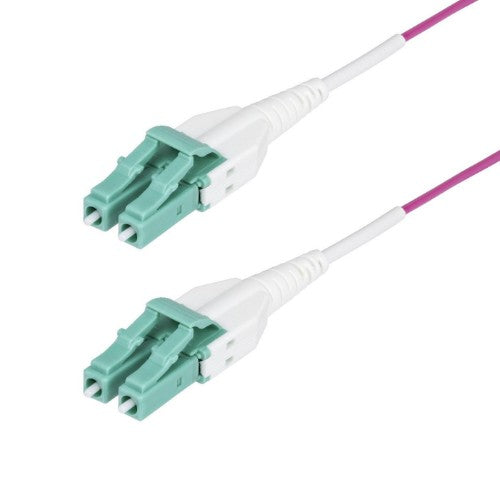 StarTech.com 15m (50ft) LC to LC (UPC) OM4 Multimode Fiber Optic Cable, Erika Violet, 50/125µm, 40G/100G, LOMMF/VCSEL, Uniboot Fiber Jumper Cord, OFNR Riser Rated