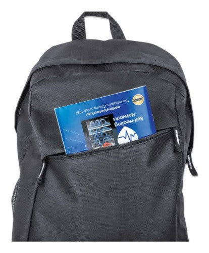 Manhattan Knappack Backpack 14.1", Black, LOW COST, Lightweight, Internal Laptop Sleeve, Accessories Pocket, Padded Adjustable Shoulder Straps, Water Bottle Holder, Three Year Warranty
