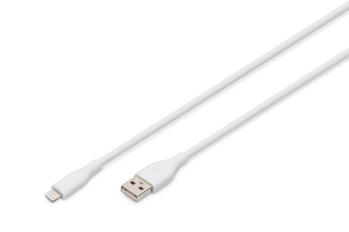 Digitus Lightning silicone connection cable, USB-A - Lightning 2m, white