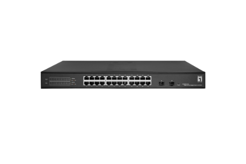 LevelOne Hilbert 26-Port Gigabit Smart Lite Switch, 24 x Gigabit RJ45, 2 x Gigabit SFP