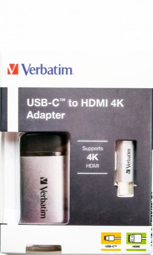 Verbatim 49143 video cable adapter 0.1 m USB Type-C HDMI Black, Silver