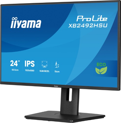 iiyama ProLite 24” IPS Full HD panel with 4-side slim bezel, B energy class and height adjustable stand