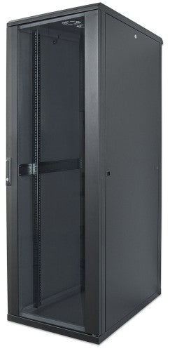 Intellinet 19" Network Cabinet - Free Standing, 42U, 800x800mm (width x depth), Black, Flatpack, Max 1500kg, Multi-Point Door Lock, One Lock Per Side Panel, Usable Depth 123 to 573mm, IP20 rated, Rack, Steel