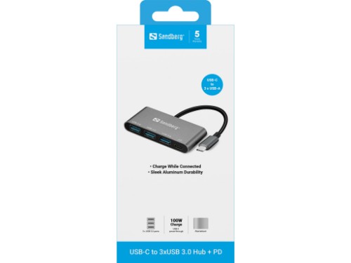 Sandberg USB-C to 3xUSB 3.0 Hub + PD