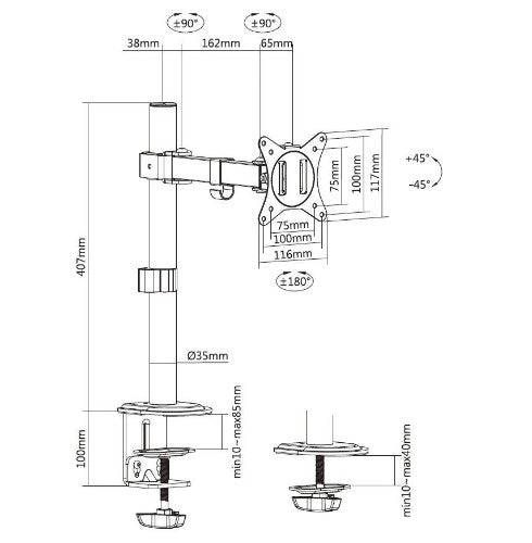 Equip 17"-32" Articulating Monitor Desk Mount Bracket