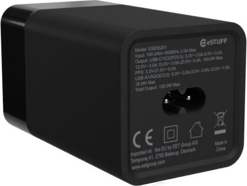 eSTUFF ES635201 mobile device charger Laptop, Smartphone, Tablet, Universal Black AC Indoor