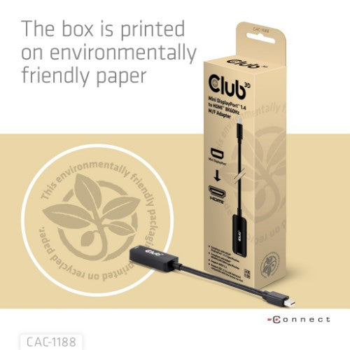 CLUB3D Mini DisplayPort™ 1.4 to HDMI™ 8K60Hz M/F Adapter