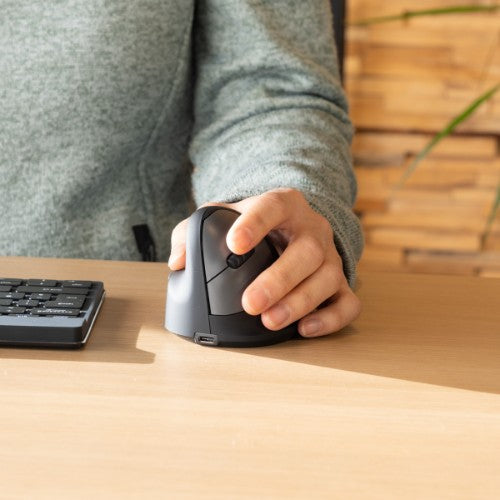 R-Go Tools Ergonomic mouse R-Go HE Break with break software, medium (hand size 165-185 mm), left-handed, Bluetooth, black
