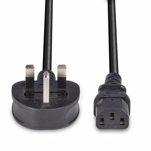 Lindy 1m UK 3 Pin Plug to IEC C13 Mains Power Cable, Black