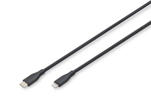 Digitus Lightning silicone connection cable, USB-C - Lightning, 1m, black