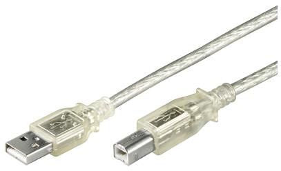 Microconnect USBAB2T USB cable USB 2.0 2 m USB A USB B Transparent