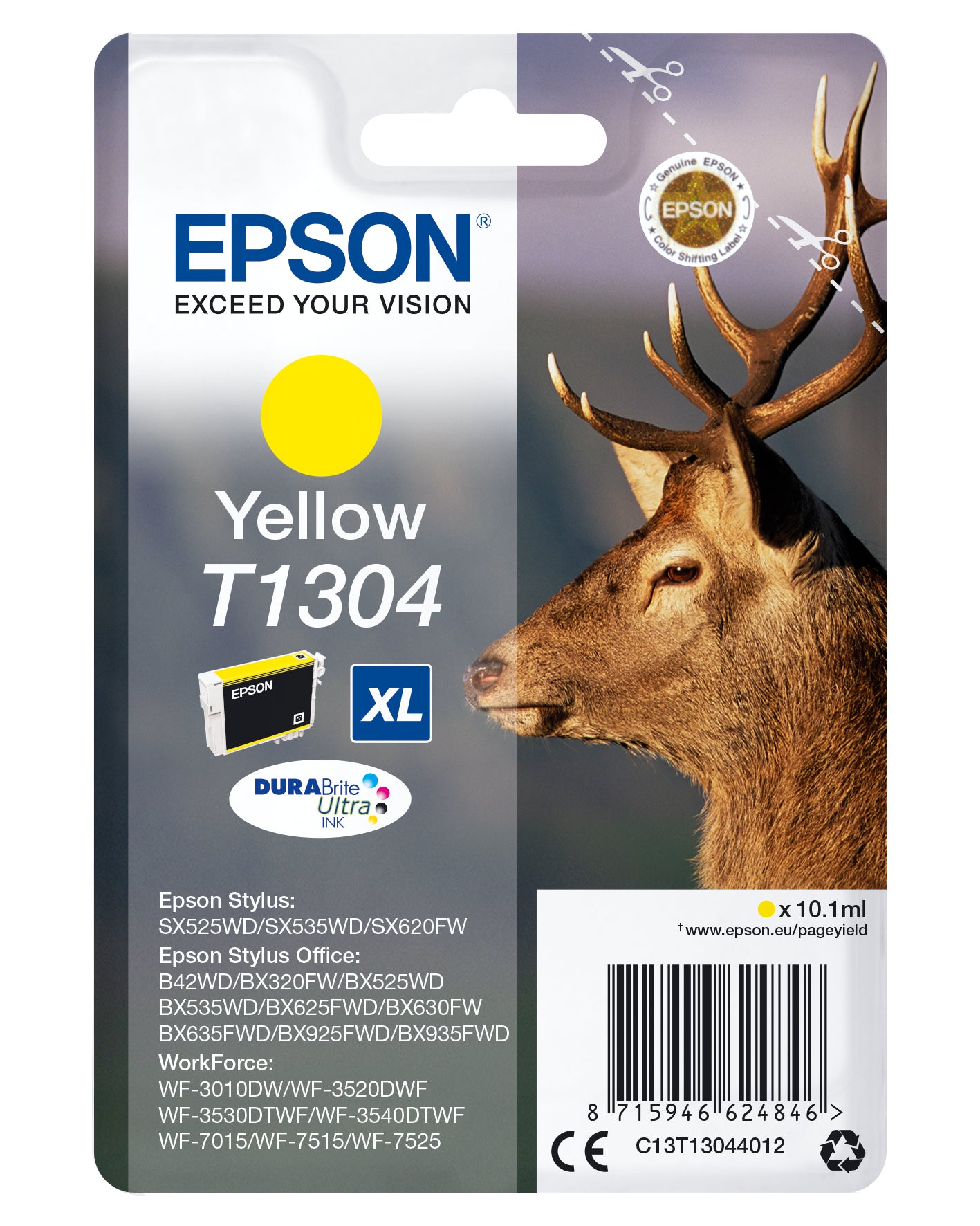 Epson C13T13044012/T1304 Ink cartridge yellow XL, 1.01K pages 10,1ml for Epson Stylus BX 320/SX 525/WF 3500