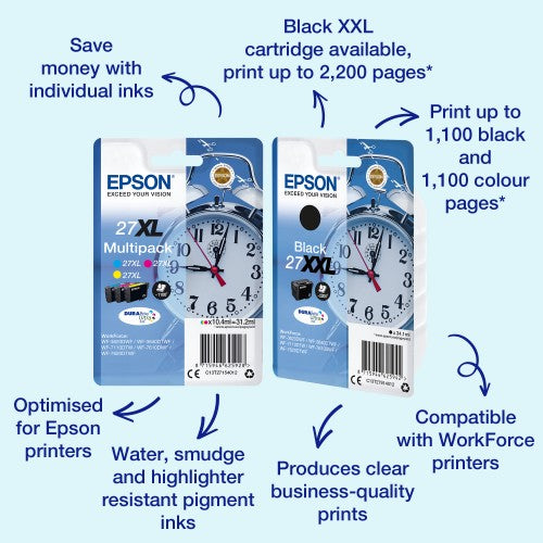 Epson C13T27124010/27XL Ink cartridge cyan high-capacity, 1.1K pages 10.4ml for Epson WF 3620