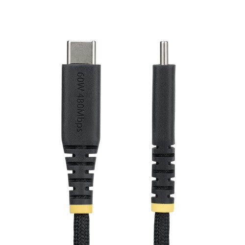 StarTech.com 3m (10ft) USB-C Charging Cable, 60W (3A) PD, Dual-Layer Braided Nylon/TPE Jacket, Rugged USB C Charging Cord, USB 2.0 Laptop Charger Cable