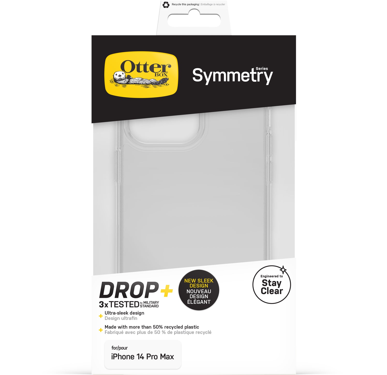 OtterBox Symmetry Clear Case for iPhone 14 Pro Max, Shockproof, Drop proof, Protective Thin Case, 3x Tested to Military Standard, Antimicrobial Protection, Clear