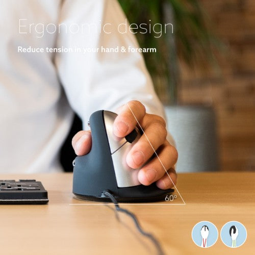 R-Go Tools Ergonomic mouse R-Go HE Break with break software, large (hand size ≥ 185 mm), left-handed, Wired, black