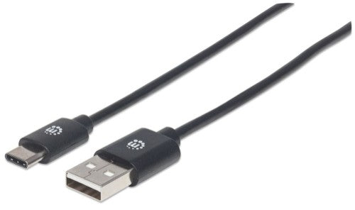 Manhattan USB-C to USB-A Cable, 3m, Male to Male, 480 Mbps (USB 2.0), Hi-Speed USB, Black, Lifetime Warranty