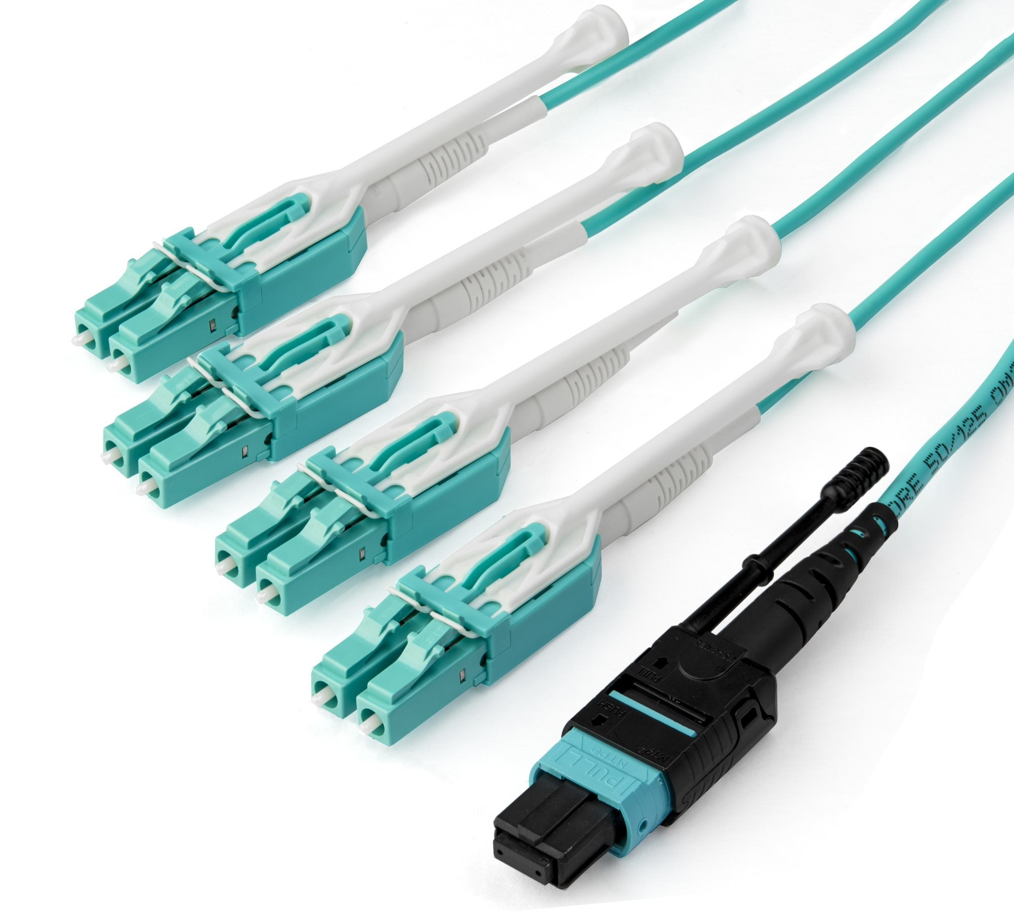 StarTech.com 3m (10ft) MTP(F)/PC to 4x LC/PC Duplex Breakout OM3 Multimode Fiber Optic Cable, OFNP Plenum, 40G Networks, Low Insertion Loss - Fiber Jumper Cord