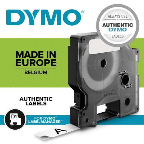 Dymo 45020/S0720600 DirectLabel-etikettes white on Transparent 12mm x 7m for Dymo D1 6-12mm/19mm/24mm/9-12mm/9-19mm