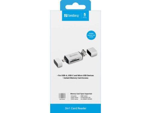 Sandberg Card Reader USB-C+USB+MicroUSB