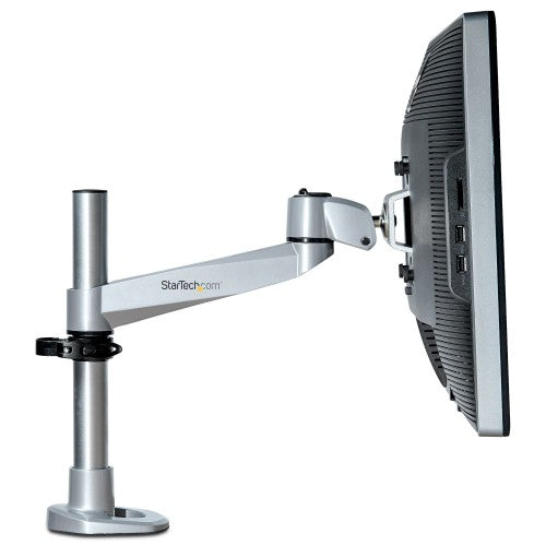 StarTech.com Desk Mount Monitor Arm - VESA or Apple iMac/Thunderbolt or Ultrawide Display up to 14kg - Articulating Height Adjustable Single Desktop Monitor Pole Mount - Clamp/Grommet