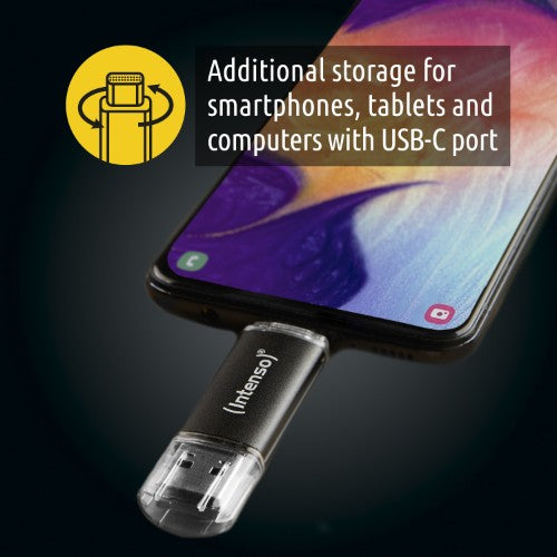 Intenso Twist Line USB flash drive 64 GB USB Type-A / USB Type-C 3.2 Gen 1 (3.1 Gen 1) Anthracite