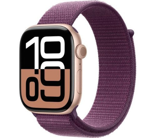 Apple Watch Series 10 GPS 46mm Rose Gold Aluminium Case with Plum Sport Loop