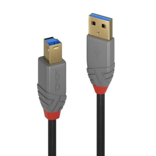 Lindy 0.5m USB 3.2 Type A to B Cable, 5Gbps, Anthra Line