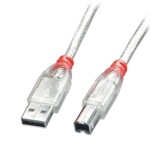 Lindy 0.2m USB 2.0 Cable - Type A to B, Transparent