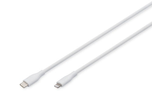 Digitus Lightning silicone connection cable, USB-C - Lightning, 1m, white