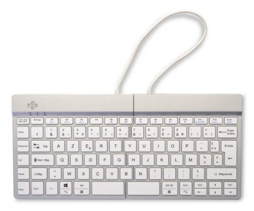 R-Go Tools Ergonomic keyboard R-Go Split Break with break software, ergonomic split keyboard, AZERTY (FR), Bluetooth, white